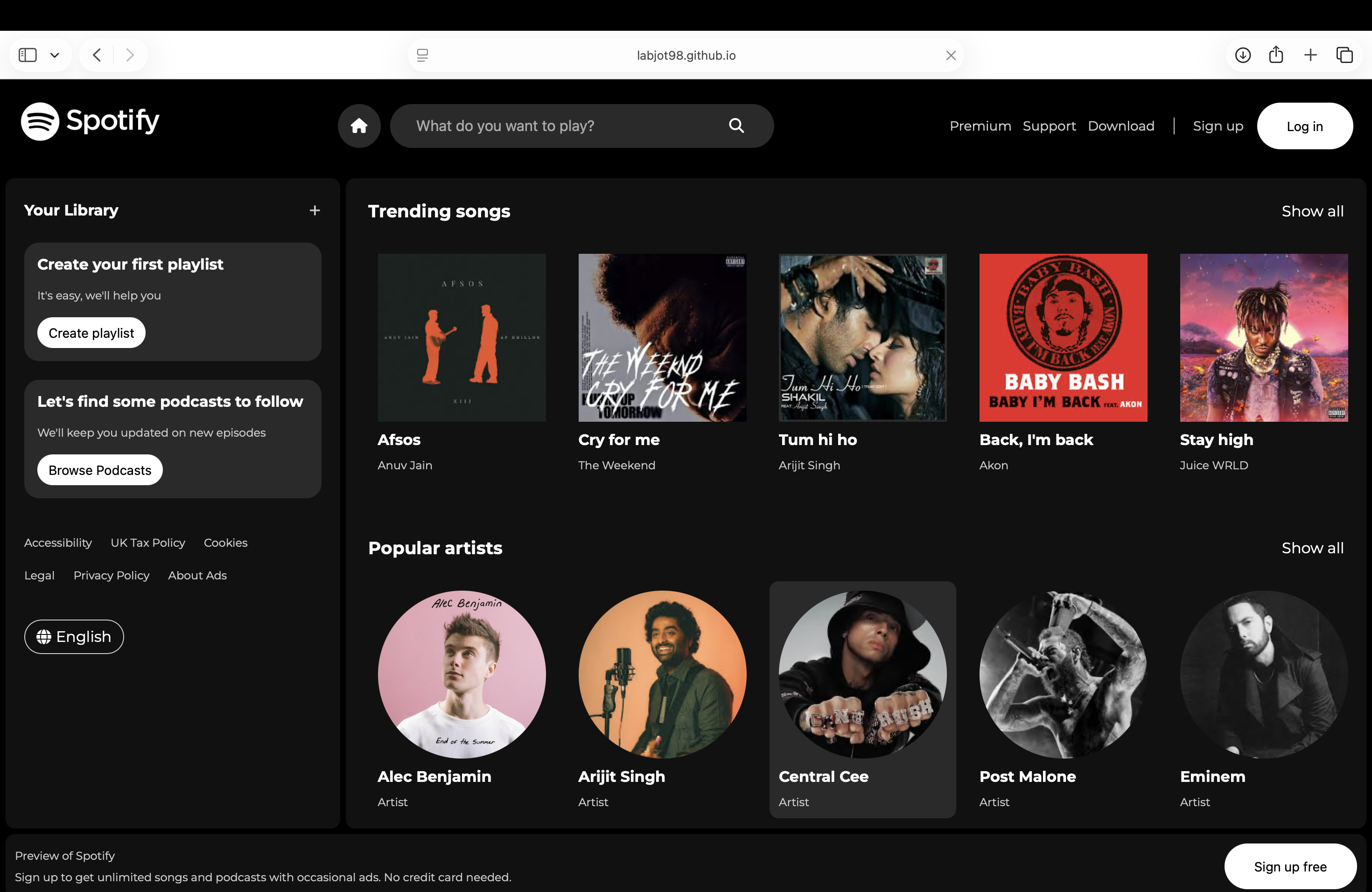 Spotify UI Clone